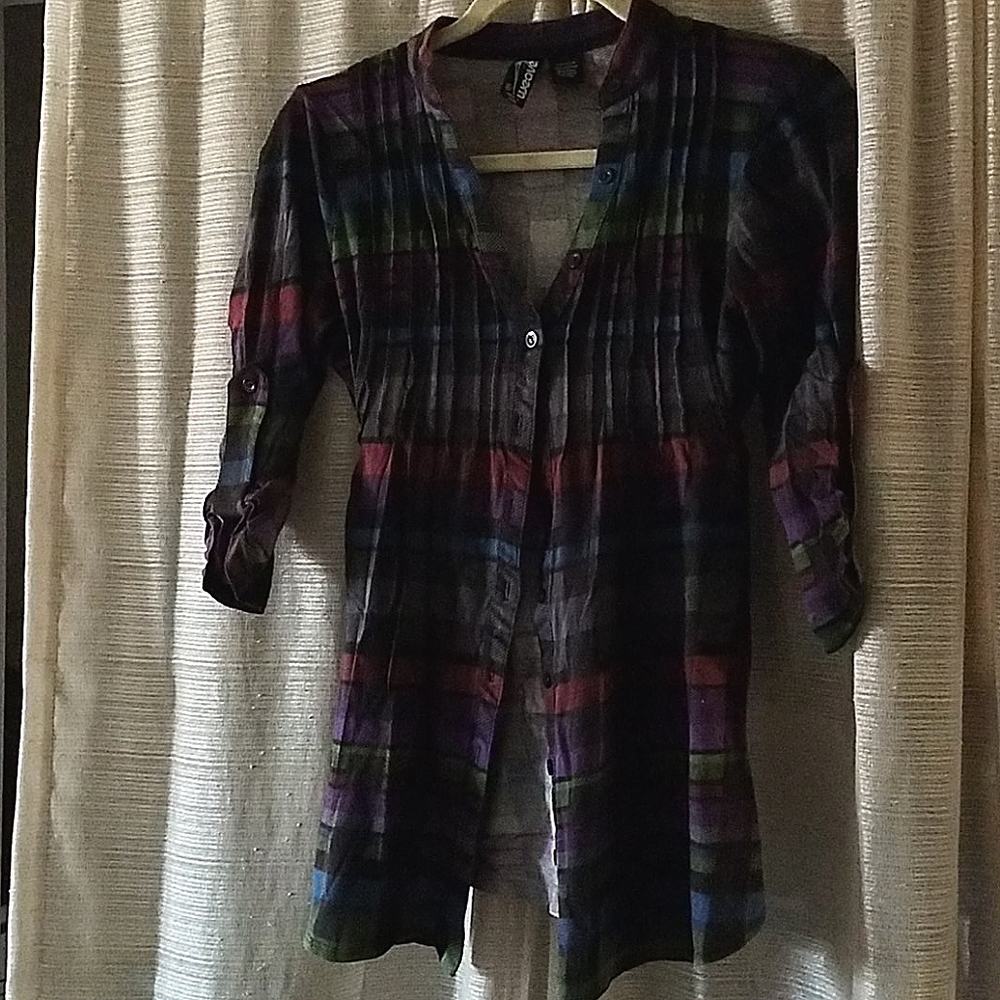 Multicolor Colorblock Button Down Top